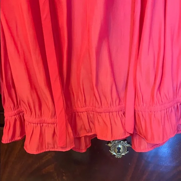 Ramy Brook Vibrant Red Blouse with Embroidered Sleeves, MEDIUM - Picture 5 of 8